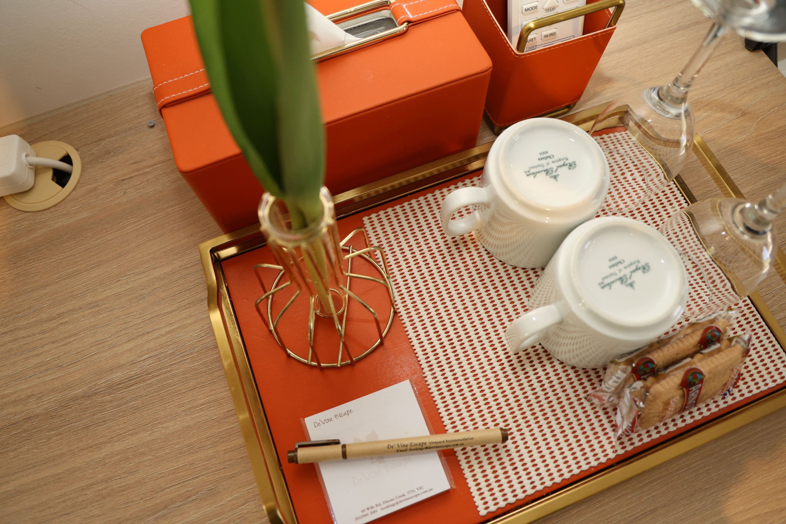 In-room tea and coffee tray in a Queen Room