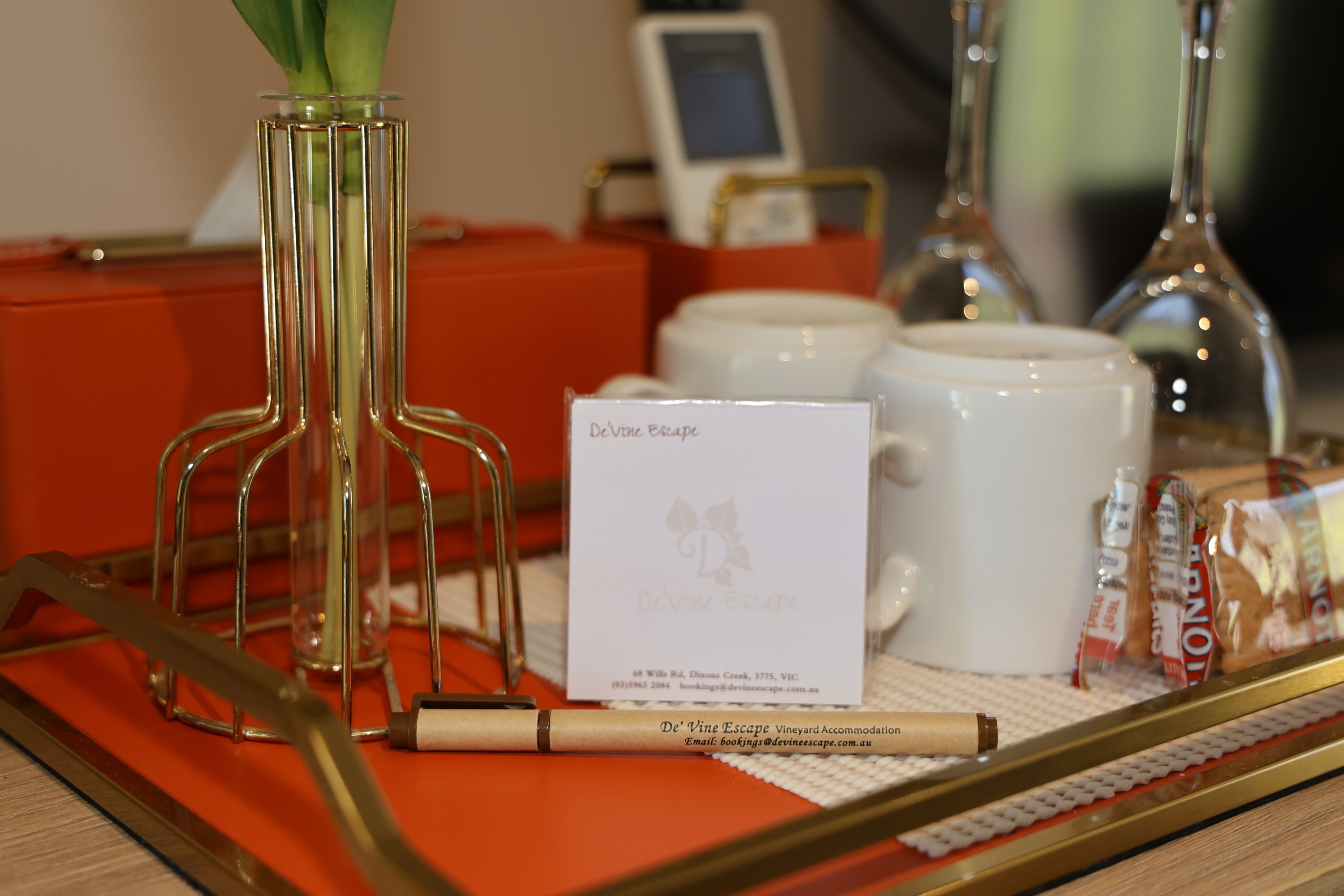 Tea and coffee setting beside the window