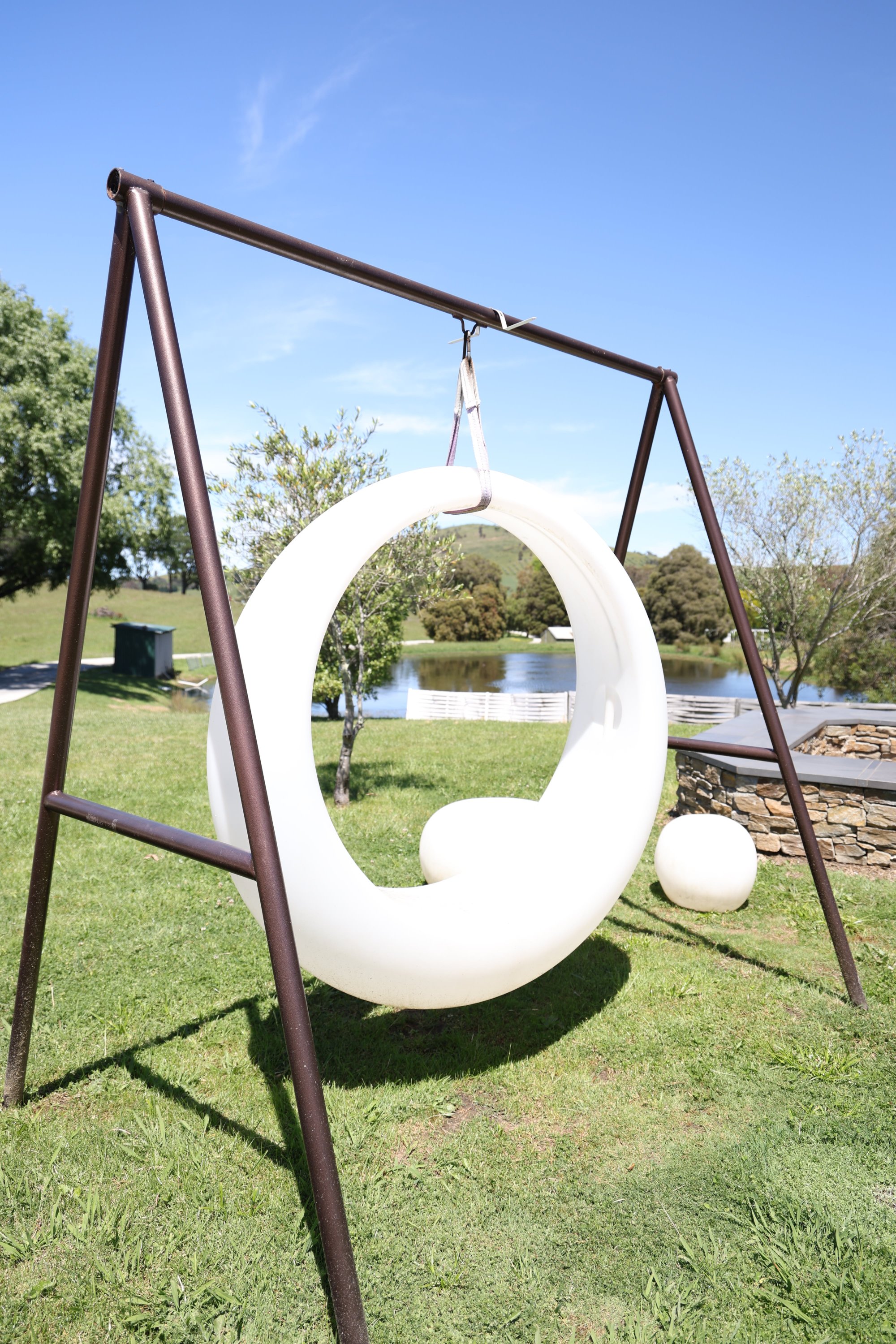 Hanging swing chair on the lawn
